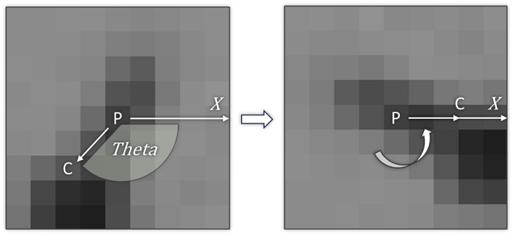 Rotate the keypoint so that its orientation aligns with the x-axis.